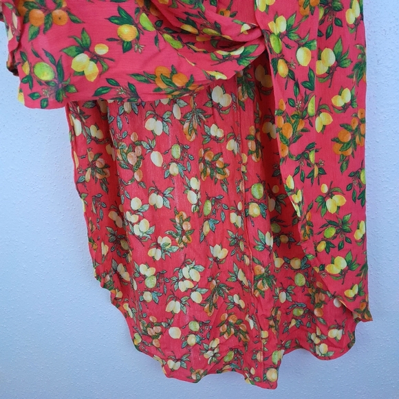 Signature Studio Lemon Citrus Print High Waist Maxi Skirt Pink Size Small - Picture 11 of 12